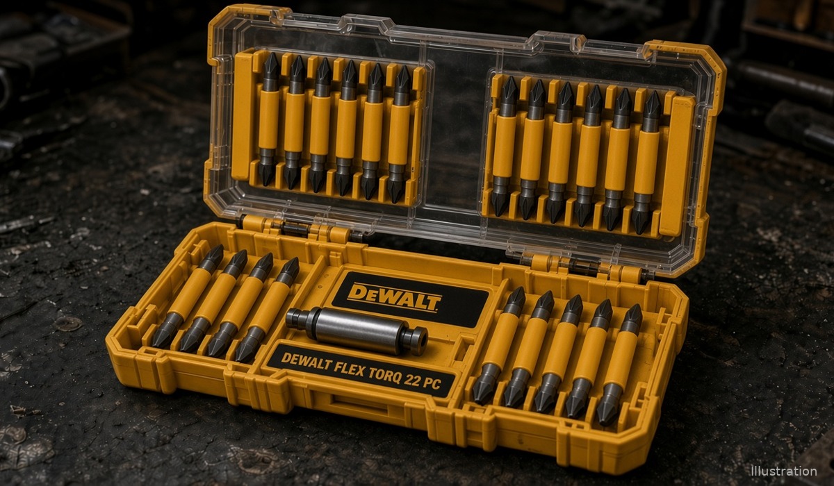 Illustration of DEWALT FlexTorq 22-piece impact driver bit set