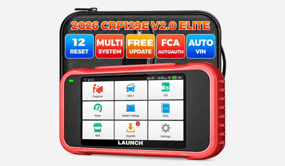 LAUNCH CRP129E V2.0 Elite OBD2 Scanner, 12 Reset, Lifetime Update Scan Tool