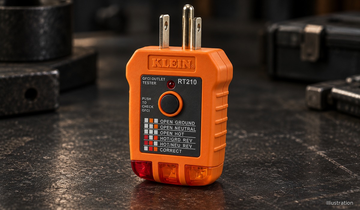 Illustration of Klein Tools RT210 GFCI outlet tester