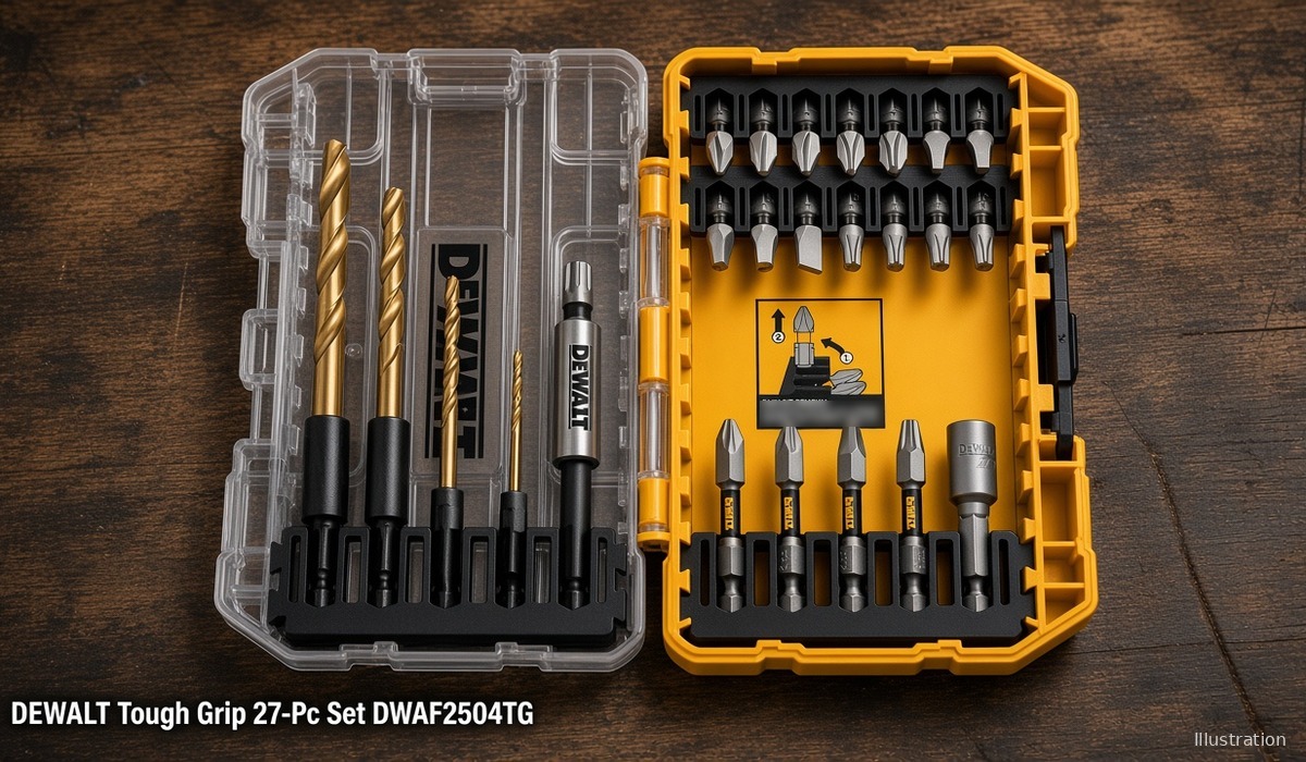 Illustration of DEWALT Tough Grip 27-piece bit set