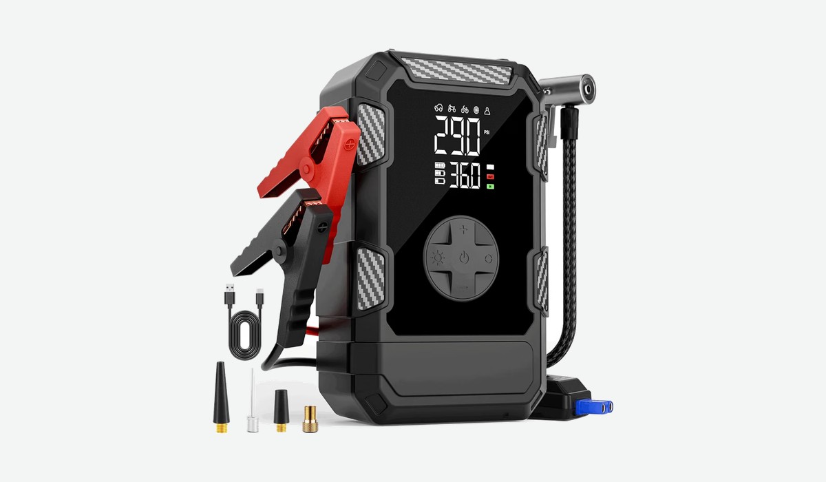 Lazyshine 4000A jump starter with 150PSI air compressor