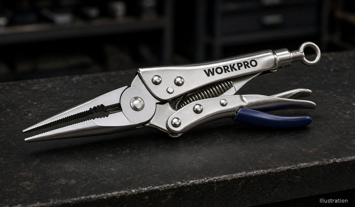 Illustration of WORKPRO 6.5-inch long-nose locking pliers