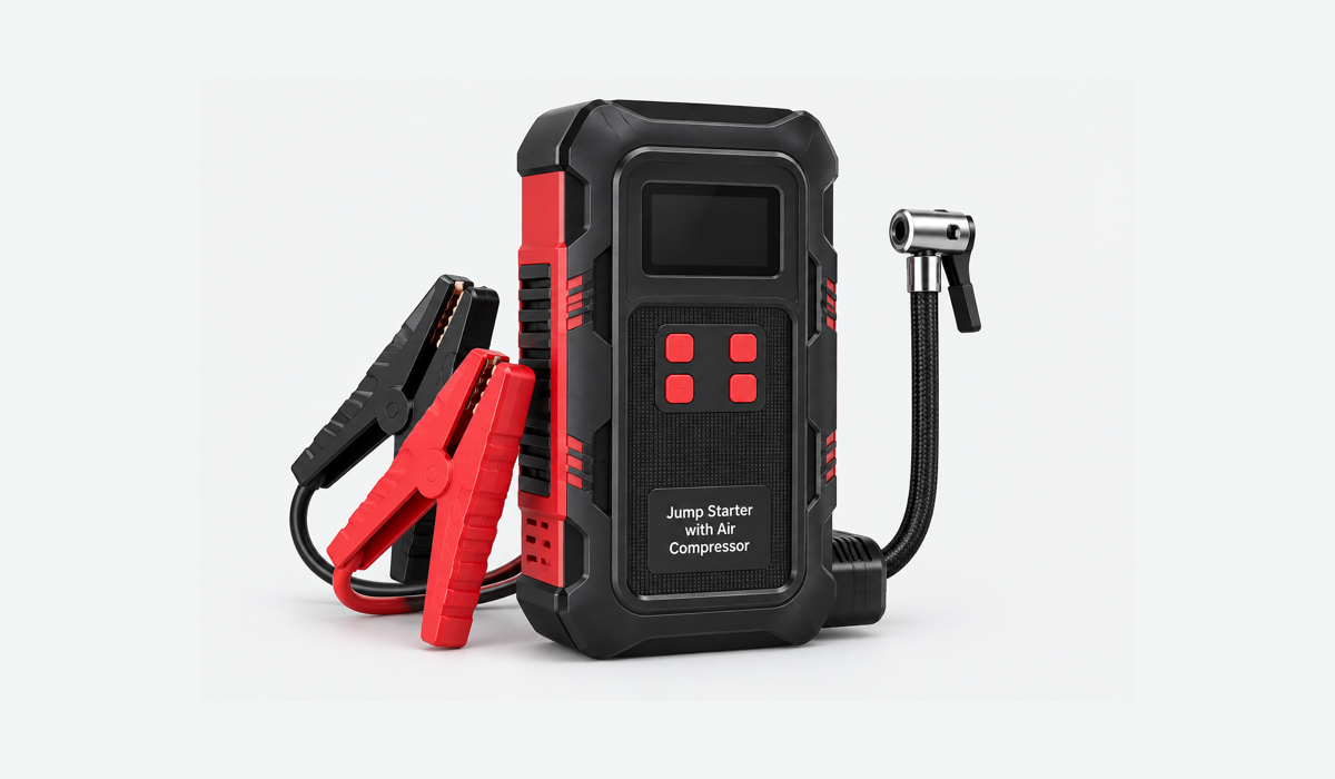 HPBS 5000A Jump Starter with Air Compressor, Portable Car Battery Jump Starter with 150 PSI Tire Inflator (Red)